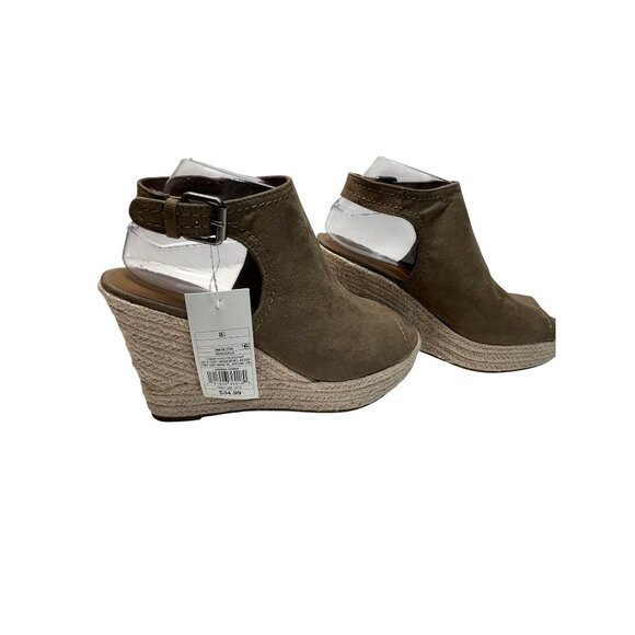 Univ Thread Wedge Women 8.5 Taupe Faux Suede Ankle Strap Platform Espadrille‎ - Picture 3 of 10